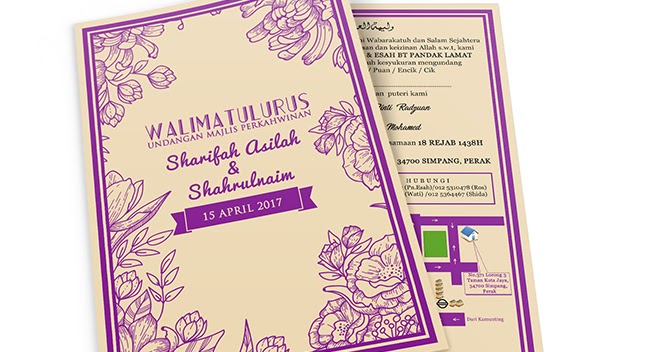 Design Kad Jemputan Kahwin Tema Vintage Purple | Blog ...