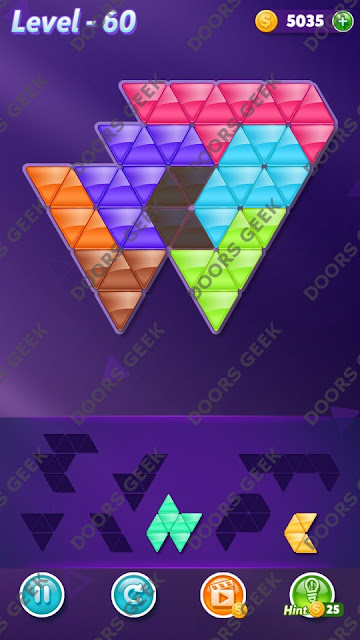 Block! Triangle Puzzle 7 Mania Level 60 Solution, Cheats, Walkthrough for Android, iPhone, iPad and iPod