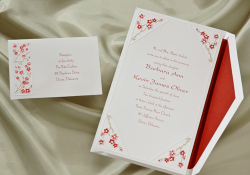 Cherry Blossom Wedding Invitations at The Purple Mermaid