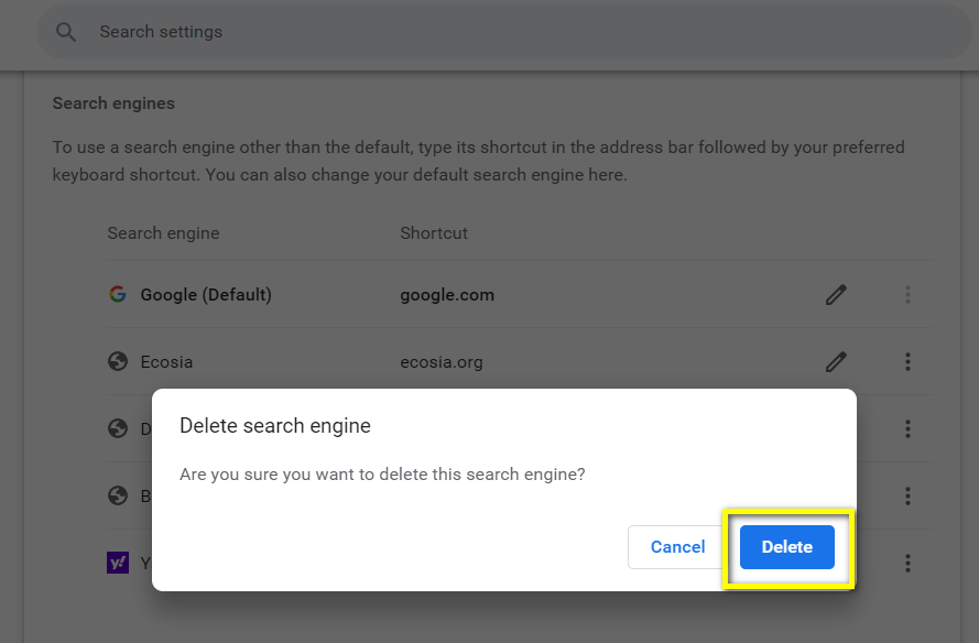 How To Remove Yahoo Search from Google Chrome Omnibox