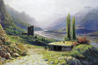 Caucasian canyon (1893) painting Lev Lagorio