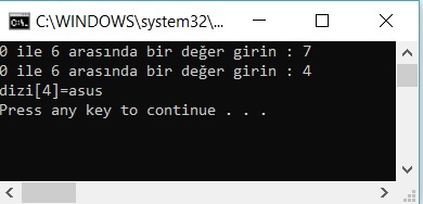 Dışarıdan Girilen İndis Değerine Göre Dizinin Değerini Yazan Kod 