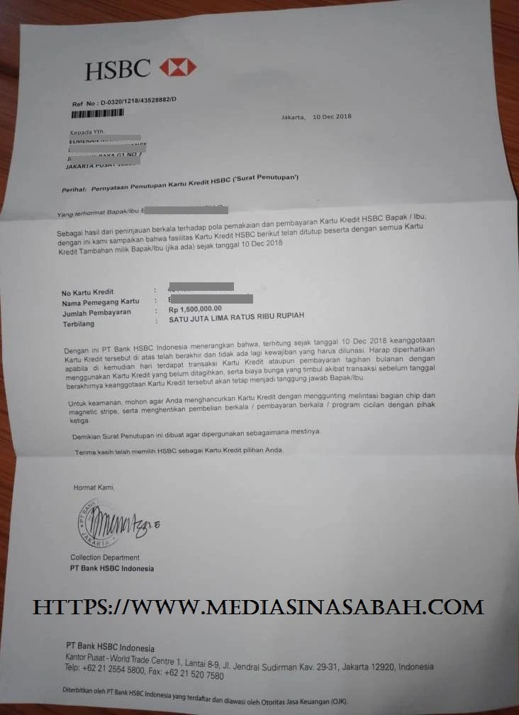 Surat Keterangan Lunas Bank HSBC - Mediasi 1127