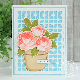 Sunny Studio Stamps: Potted Rose Frilly Frame Dies Everything's Rosy Everyday Card by Juliana Michaels