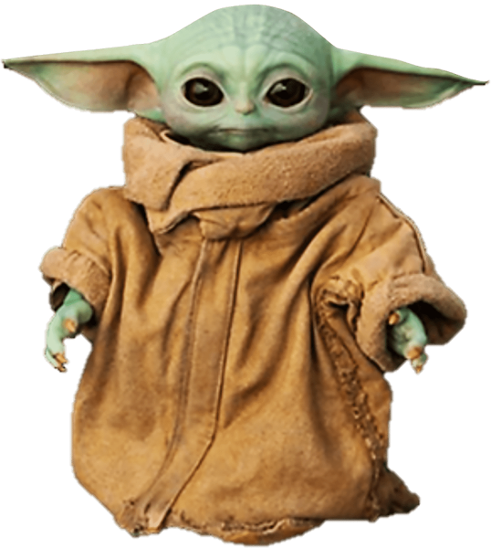 imagen Gigante de los personajes de Baby Yoda  en png con fondo transparente
