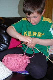 Sam knitting