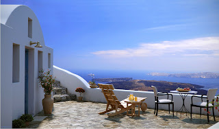 greek island Santorini blue sky