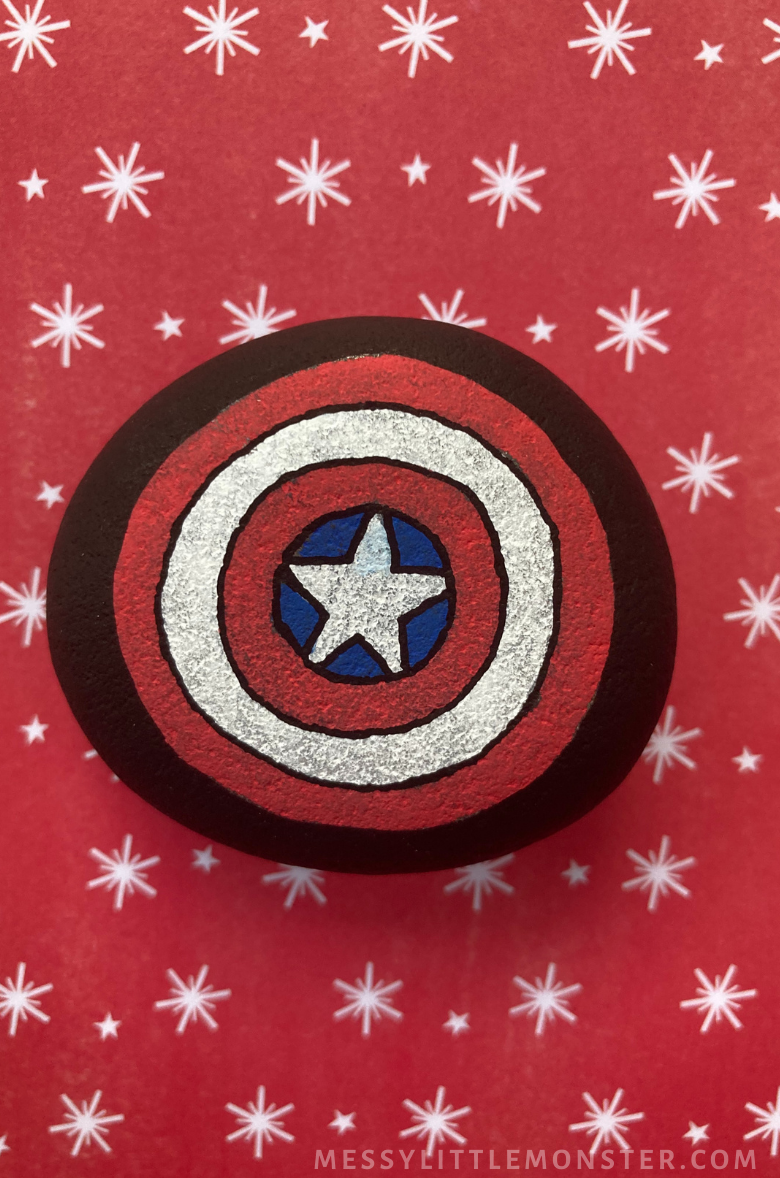 Captain America Craft - Superhero rock painting