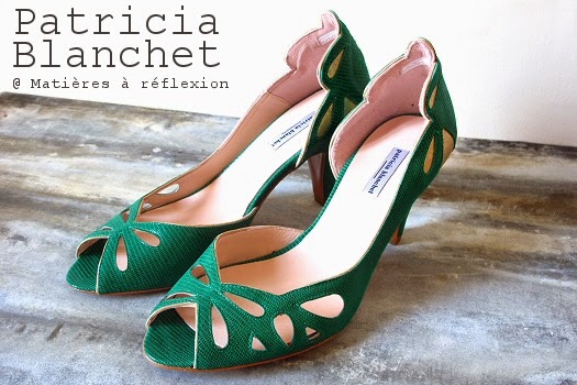 Chaussures cuir Patricia Blanchet escarpins verts retro Findouce ajourés