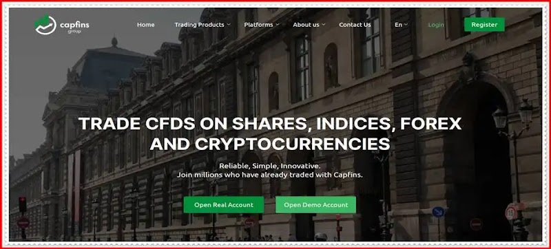 Мошеннический сайт capfins.com — Отзывы о брокере? Capfins Group мошенники