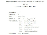 RPPM PAUD TEMA DIRI SENDIRI SEMESTER 1 KURIKULUM 2013 TAHUN PELAJARAN 2018/2019