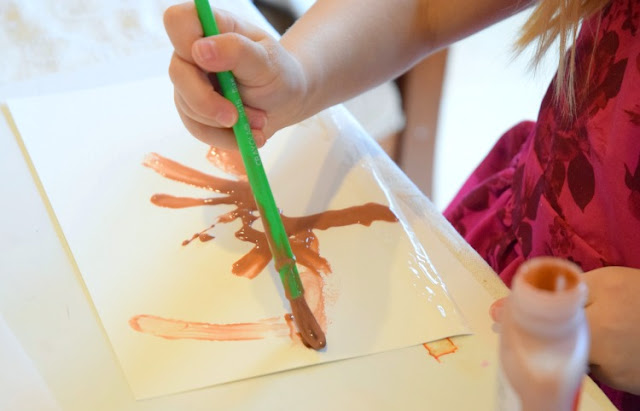 Winter Tree Kids Craft with Glue and Watercolor Resist