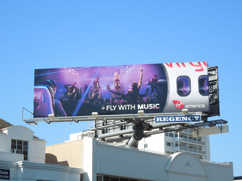 Fly with music Virgin America billboard Sunset Blvd Fly music Virgin America billboard