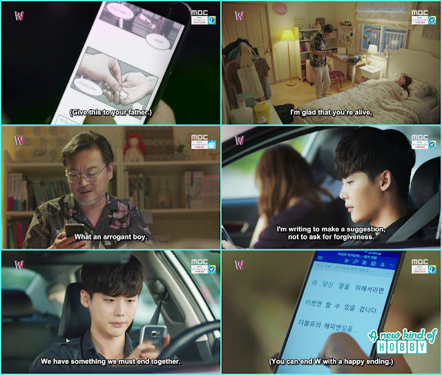  sung moo read the document fron the usb given by kang chul - W - Episode 9 Review 