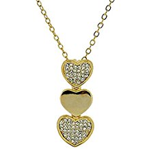 FJ1412 - Pendentif Park Lane en Métal Doré en Forme de Triple Coeur sur Chaîne de 40 cm