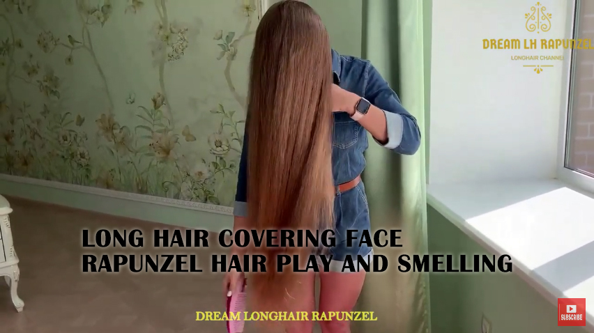 Long Hair Covering Face Rapunzel Hair Play And Smelling