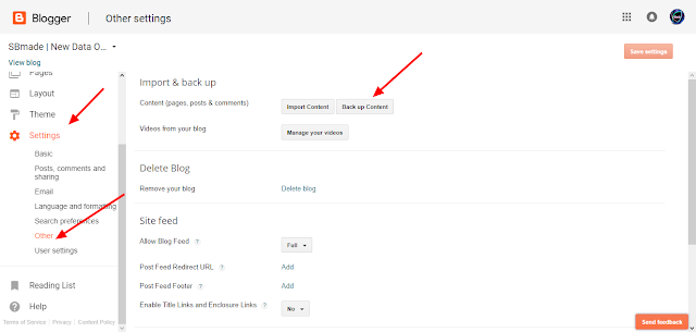 Backup Blogger Blog Content