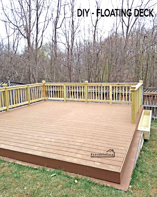 how to build a floating deck on a slanted yard