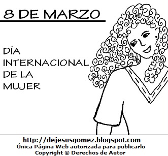 Dibujo del Día Internacional de la Mujer para colorear, pintar e imprimir (Mujer con bella sonrisa). Dibujo hecho por Jesus Gómez