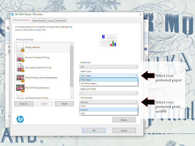 Printer Settings for Printables