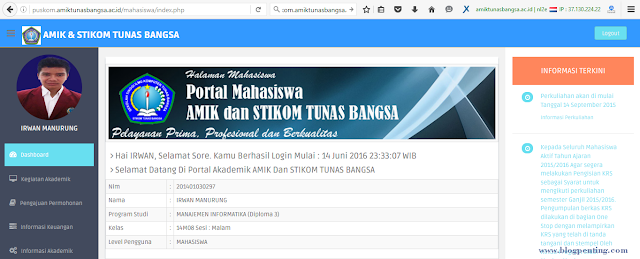 Portal akademik amik stikom tunas bangsa