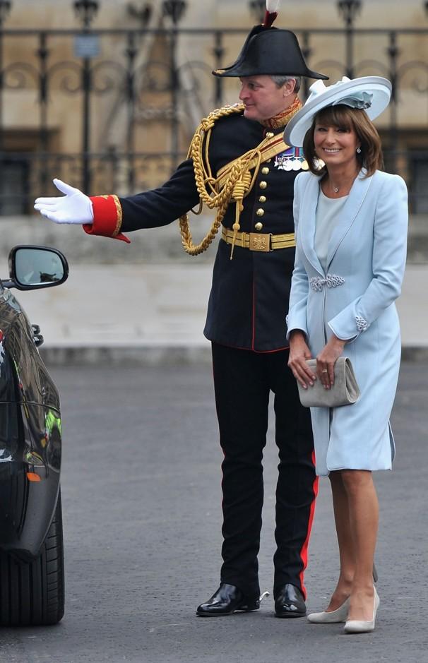 Caroline Middleton the bride 39s mother wore a sky blue wool crepe coat dress