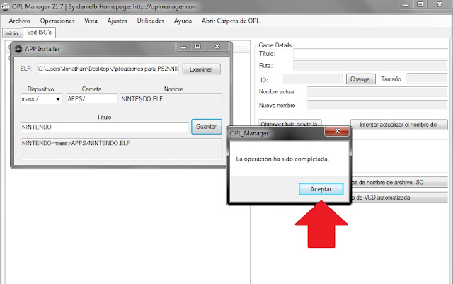 app elf desde carpeta smb opl