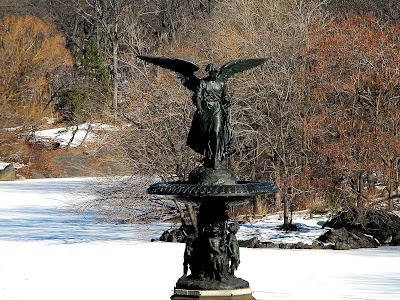 Bethesda Fountain Angel in Winter clip art