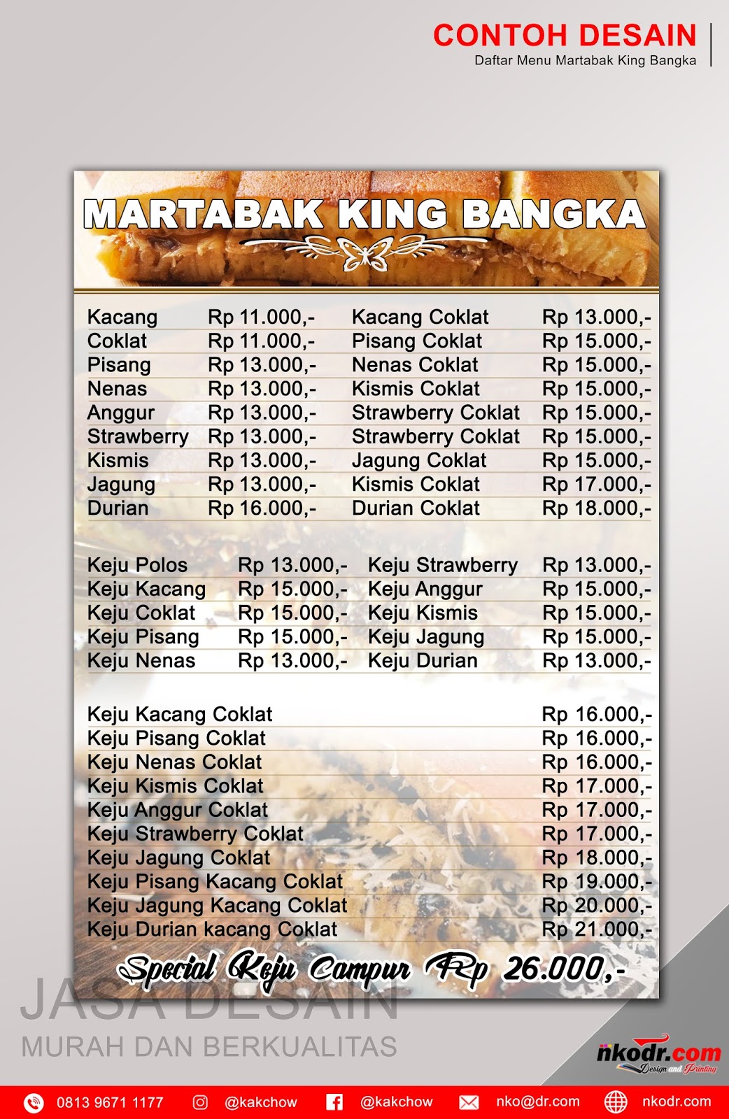 Contoh Desain  List Menu Buku Menu Daftar Menu Martabak 