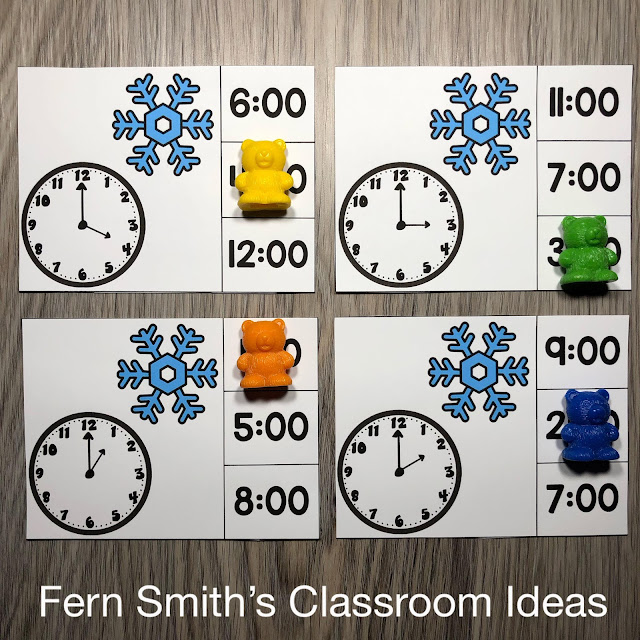 This January Time to the Hour Clip Card Bundle has FOUR different sets of Seasonal Clip Card Resources for Your Classroom!