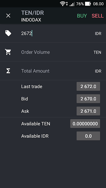 Trading di indodax dengan Aplikasi Tabtrader