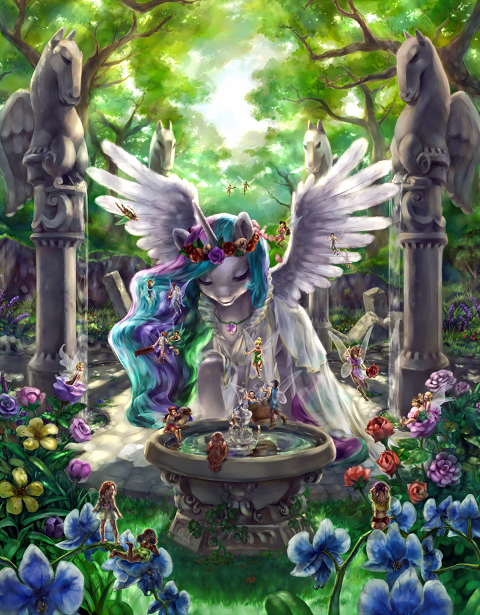 Celestia gets ready for a celebration with the help of some fairies