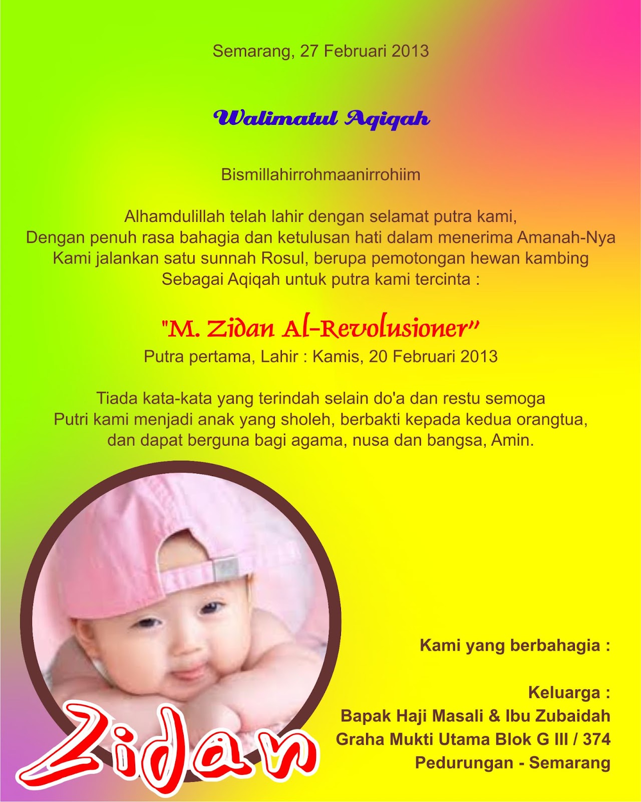 GRAHA AQIQAH: Kartu Syukuran Aqiqah