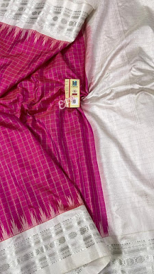  New Model Handloom Gadwal Pattu Sarees Contrast Blouse