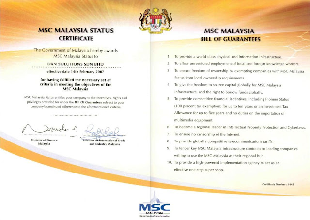 MSC Malasia estado del certificado