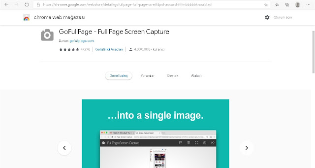 Go Full Page Scren-en Capture google eklentisi kullanımı