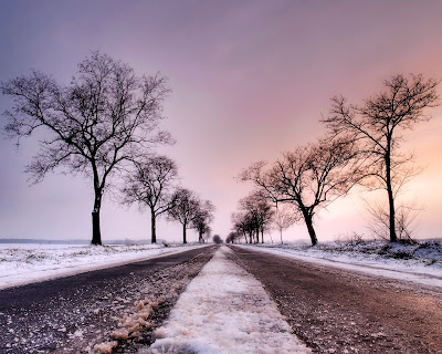 Snowy Winter Road Desktop Background