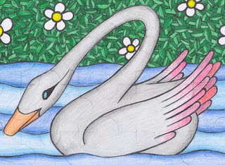 Dibujo de un cisne en el agua