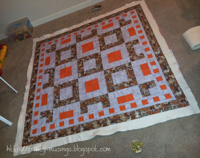 Fall Mystery Quilt all basted up