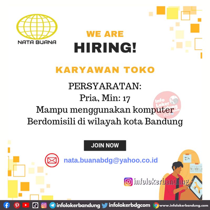 Lowongan Kerja Karyawan Toko Nata Buana Bandung Febaruari 2024