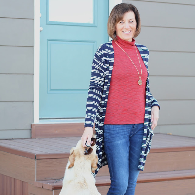 Nikko Top from Mood Fabrics' jersey knit worn with my Blackwood Cardigan