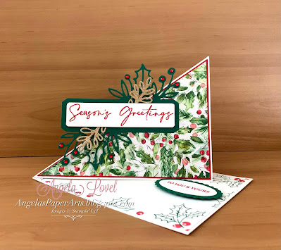 Angela's PaperArts: Stampin Up Christmas classics bundle twisted easel special fold card and tutorial