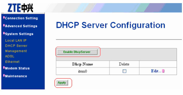 Enable DHCP Server