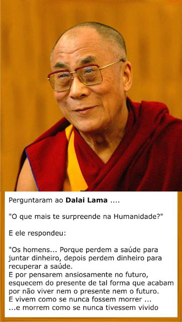 Dalai Lama explica como os seres humanos desperdiçam a própria vida. Vida minimalista