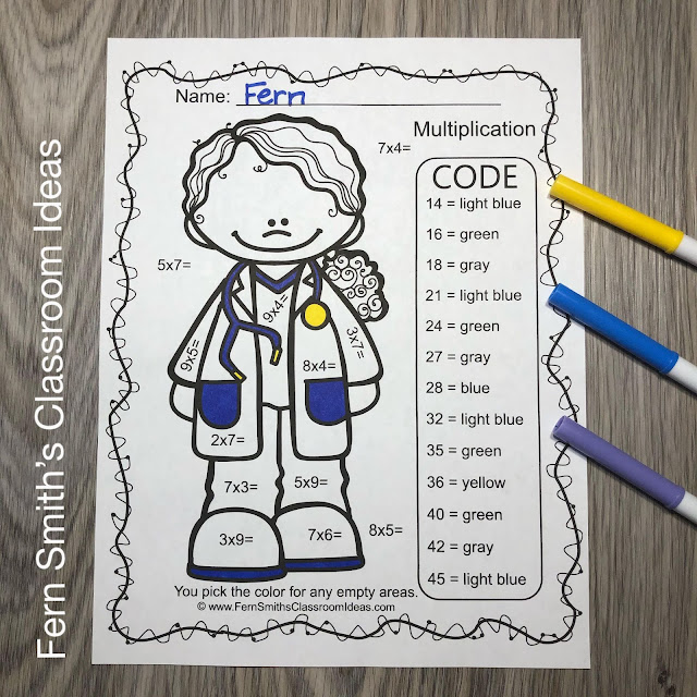 Click Here to Download This Career Themed Community Helpers Color By Number Multiply by 7, 8, & 9 AND Divide by 7, 8, & 9 BUNDLE Today for Your Class!