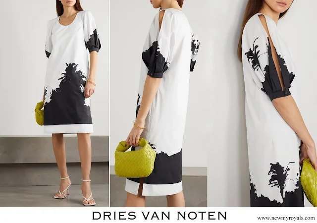 Princess Caroline wore a DRIES VAN NOTEN Dean printed cotton poplin dress