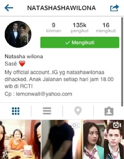 akun instagram di hack, ini akun instagram natasha wilona yang baru