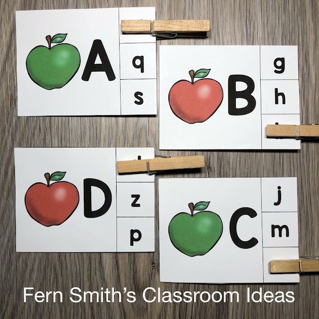 Click Here to Download This Apple Themed Alphabet Clip Card Literacy Center with FOUR Ways to Differentiate Using Uppercase & Lowercase Letters for Your Classroom Today!