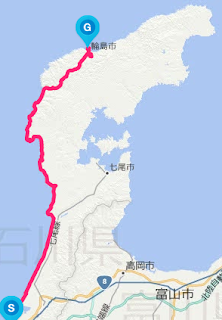 能登半島自転車1周 1日目 MAP