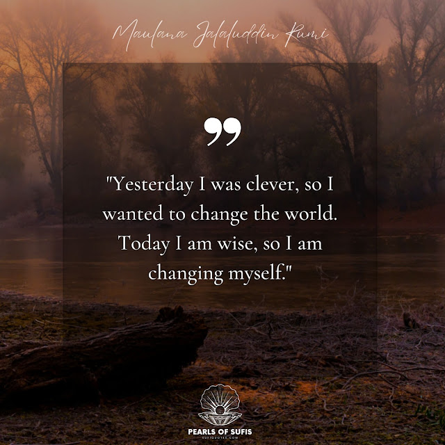 "Yesterday I was clever, so I wanted to change the world. Today I am wise, so I am changing myself." - Maulana Rumi